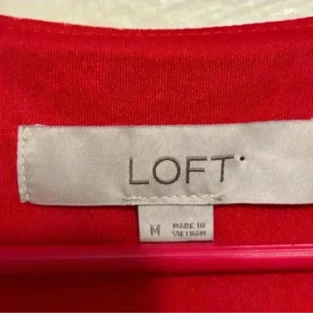 LOFT Red Midi Sundress with Flutter Sleeves and V-Neck - Picture 2 of 6